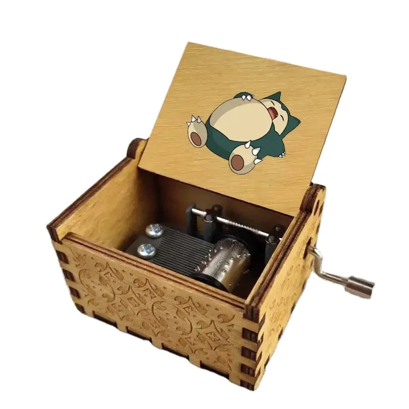 Музыкальная шкатулка Snorlax из мультфильма аниме Классическая Ручная рок Покемон музыкальная Бутик Украшение Ретро деревянная для детей подарок