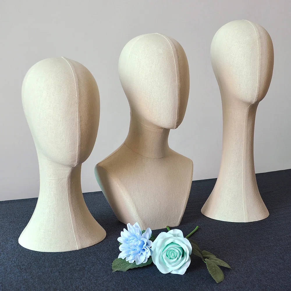 Pin Foam Styrofoam Mannequin Head Canvas Linen Fabric Cover Training Mannequin Head Pin for Wigs