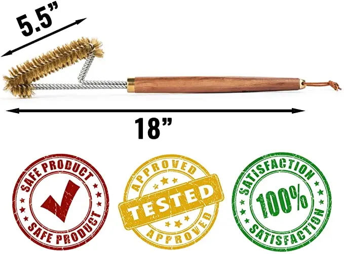 BBQ Grill Brush BBQ Cleaning Brush Grill Clean Brush Grill Cleaning Scraper Wood Handle