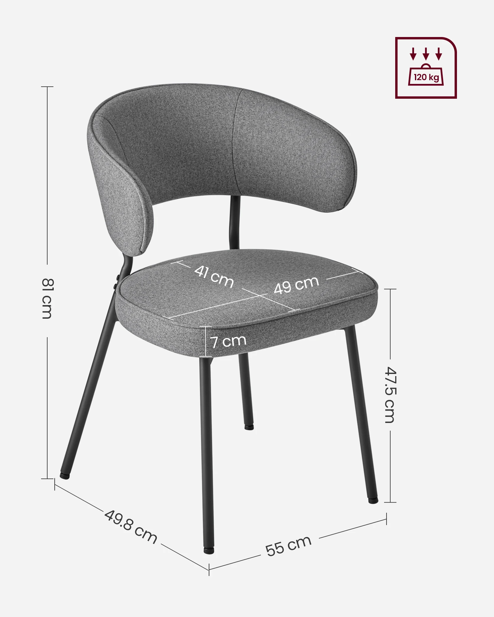 VASAGLE New Modern Dining Room Upholstered Fabric Hollow Back Dining Chair