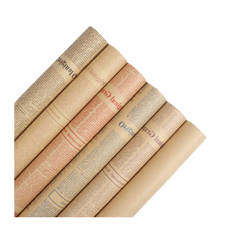 Stock kraft wrapping paper for flower with English letter Packaging tissue paper gift wrapping paper 40sheet/bag