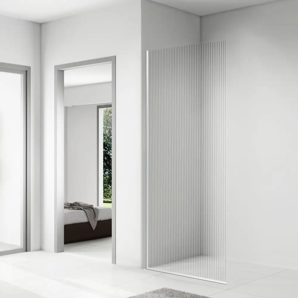 Glass Framed Shower Screen Bathroom Walk in  Modern Rectangle Straight Clear Tempered Glass Panel Shower Room