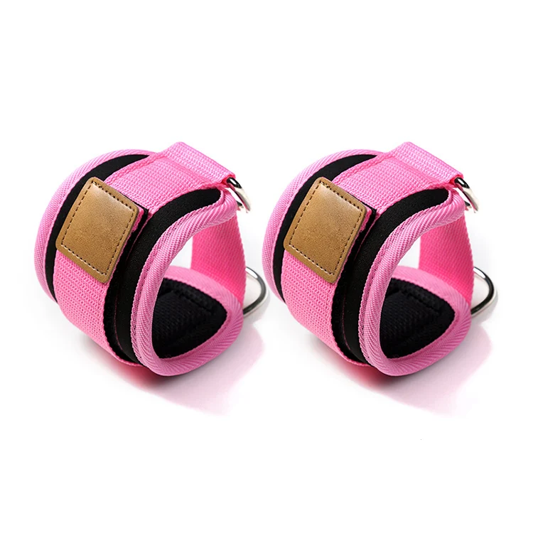 Custom Logo Double D-Ring Ankle Support Padded Neoprene Ankle Straps for Cable Machines