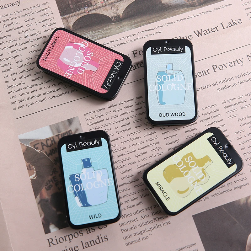 Custom 100% Natural Fragrance Balm Portable Women Solid Cologne Private Label Long Lasting Metal Box Men Solid Perfume