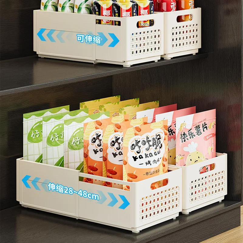 Home Kitchen Deep Storage Cabinets Right-Angle Retractable Organizing Boxes Plastic Tabletops Storage Baskets Cosmetics