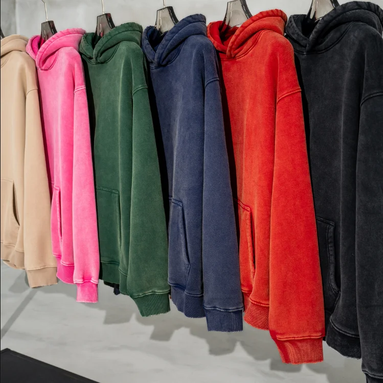 OEM custom heavyweight vintage washed 100% cotton 440gsm french terry hoodies wholesale oversized high quality blank hoodie