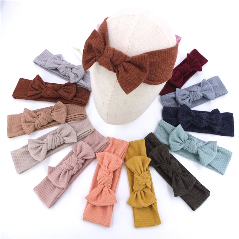 Cotton Ribbed Baby Headband Newborn Toddler Baby Girls Turban Headbands Neutral Hairband Baby Shower Gift Accessories