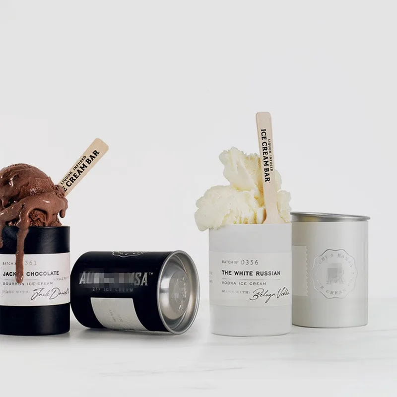 Eco Friendly Empty Round Cardboard Powder Container Ice Cream Food Paper Tube Tea Packaging With Seal Metal Lid