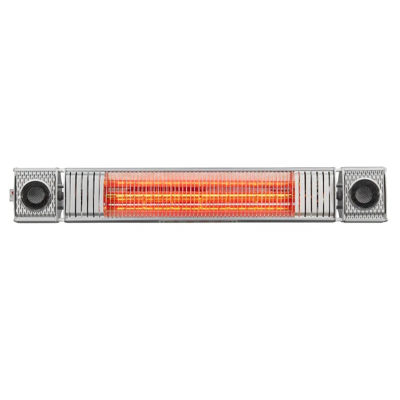 Waterproof IP65 remote control halogen ceiling or wall mounting electric infrared outdoor patio heater with blutooth speaker