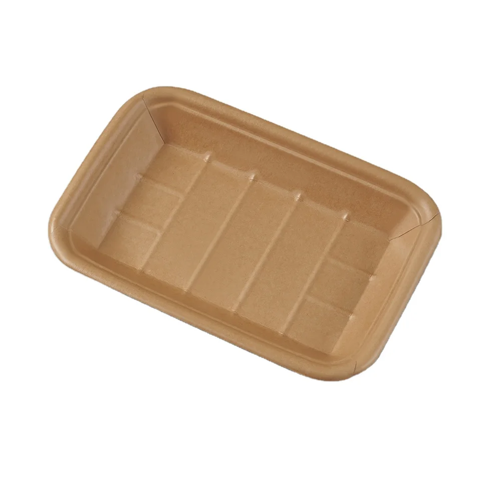 disposable microwave plastic film inside oil proof fast food paper tray fast food paper tray kraft paper board food tray