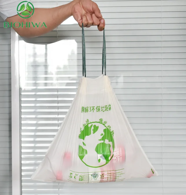 Leading Professional Biodegradable Drawstring Garbage Bag Made by Corn Starch Shandong Supplier