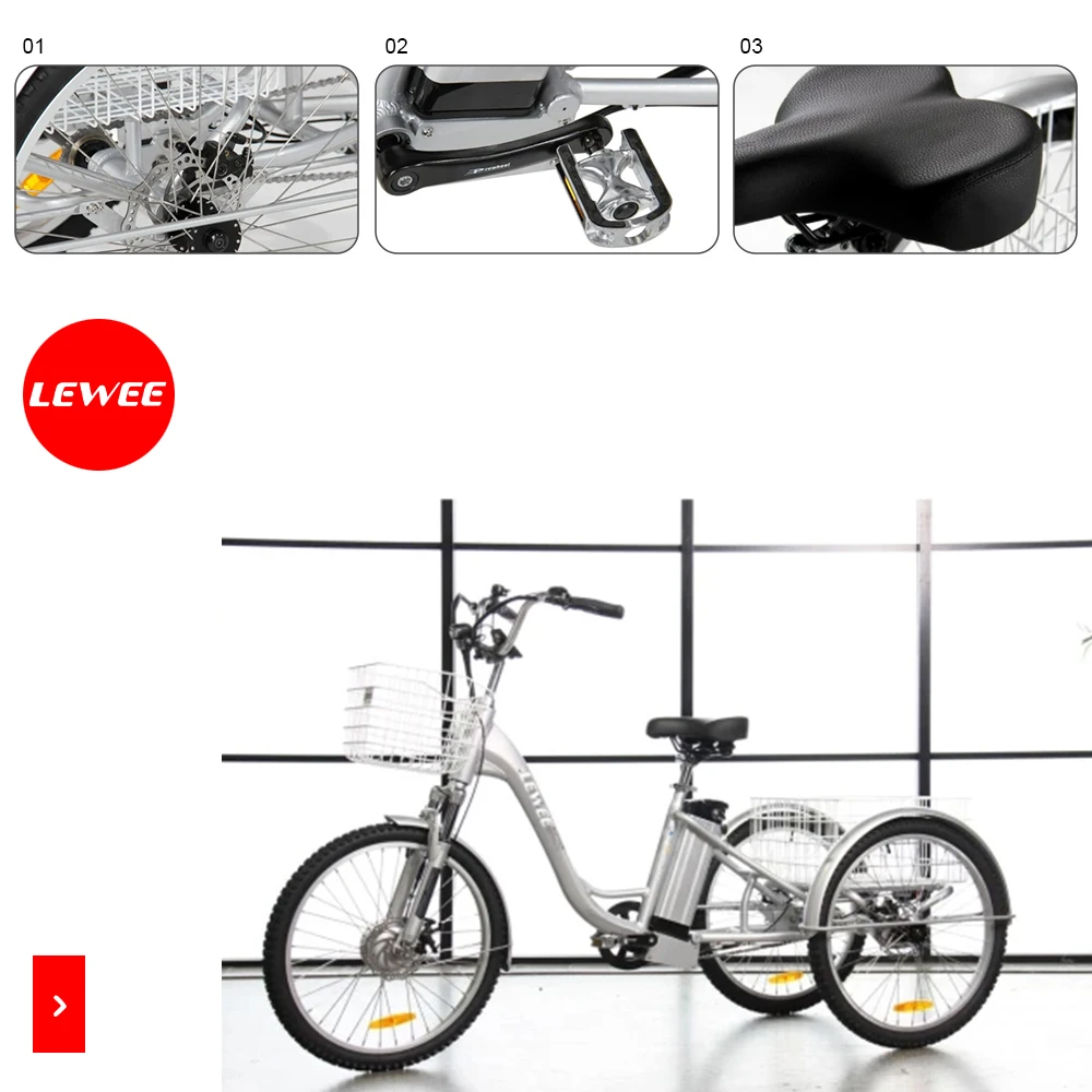 lewee 3 rodas triciclo 350w folding 3 rodas triciclo  com turn signals excelentes