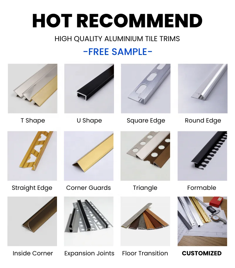 Free Sample Hot Sale Wall Decoration Tile Trim 90 Degree Angle Aluminum Corner Guard