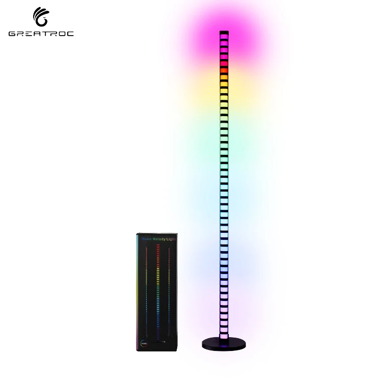 Greatroc New Arrived Smart 1.2m RGB Audio Recognition Rhythm Lights Living Room Ambient Floor Lamp APP/Remote/BT Control