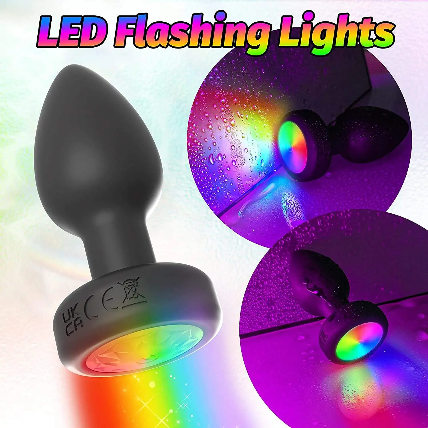 LED Light G-spot Anal Plug Silicone Anal Vibration Prostate Massager with Remote Control Adult Sex Toy for Men and Women Black