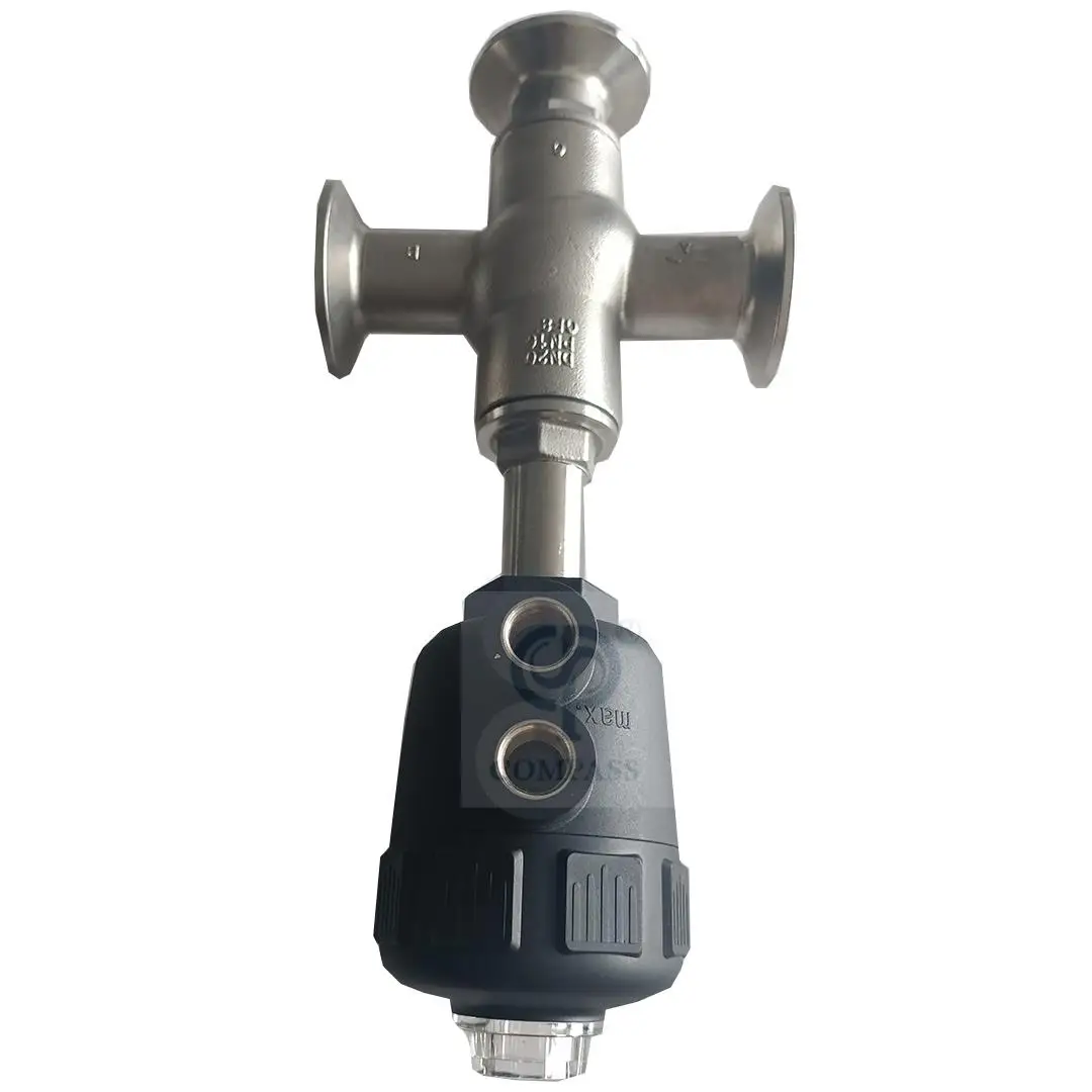 Stainless Steel SS304 Pneumatic Angle Valve Sanitary Ferrule DN25 Angle Seat Valve With Plastic Head