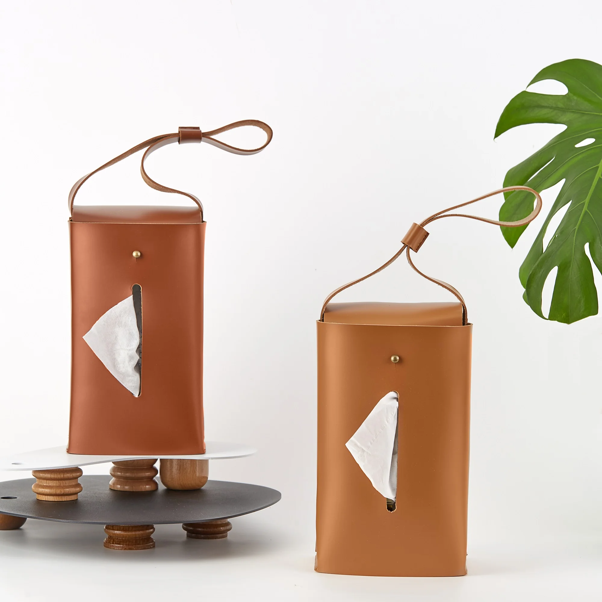 Portable Leather Hanging Tissue Case Box Napkin Holder Home Kitchen Car Paper Storage