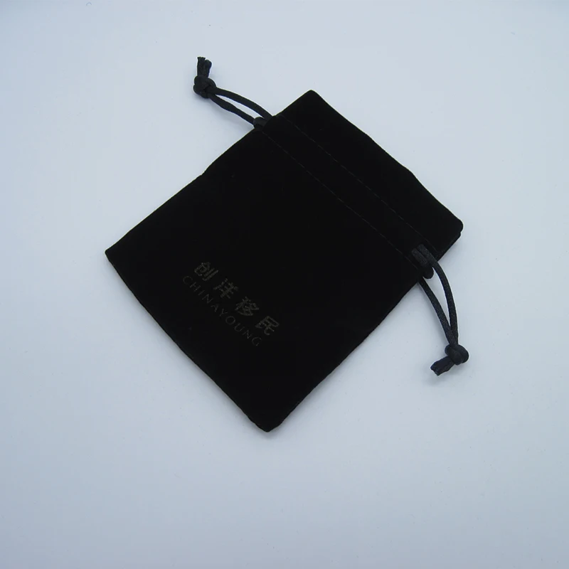 Black Velvet Drawstring Makeup Bag Pouches Custom Logo Velvet Jewelry  Bag