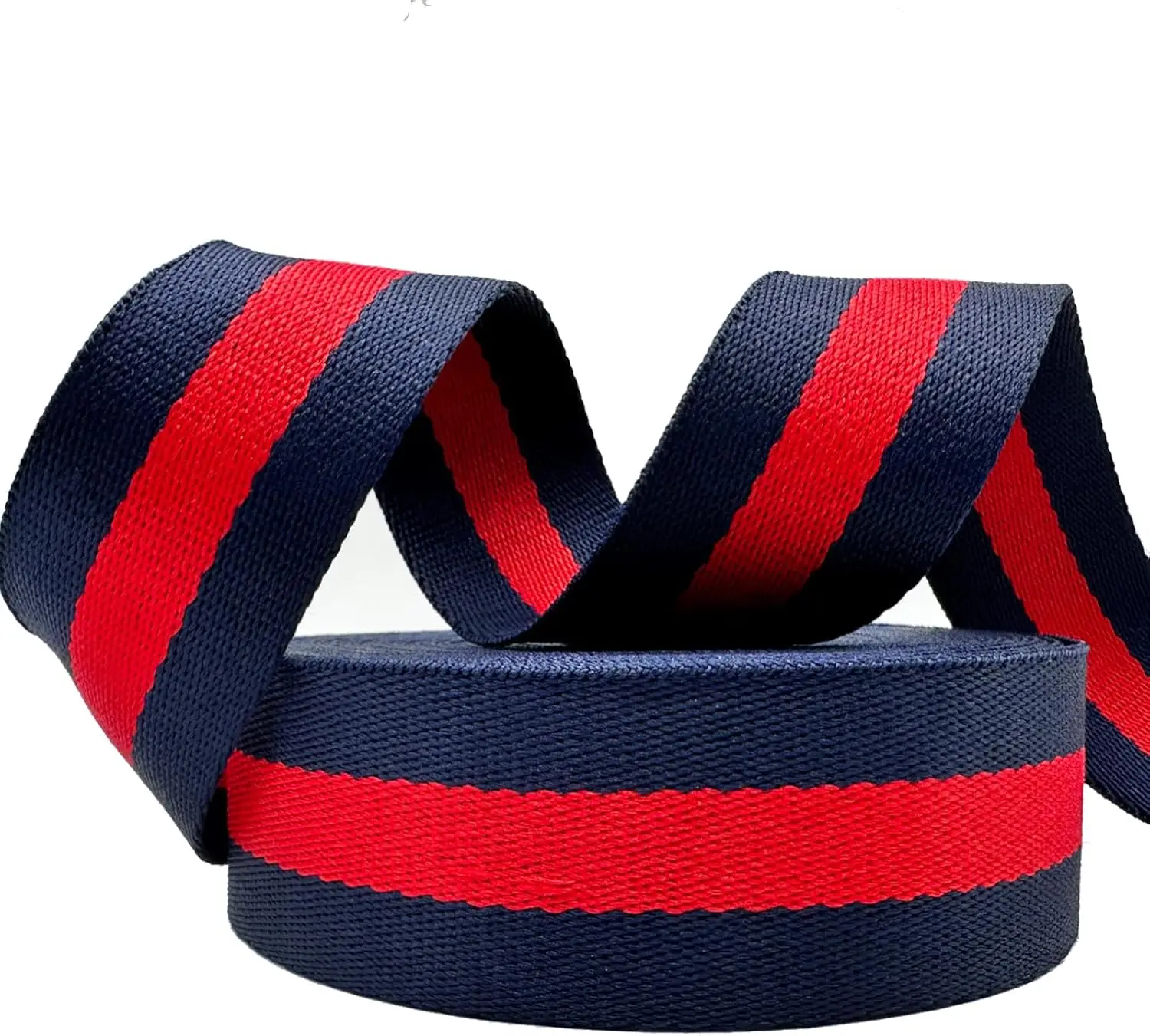 Factory wholesale 1.5inches striped jacquardpolyester/cotton webbing strap roll