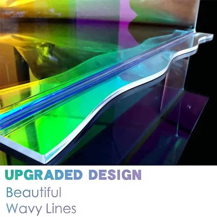 Wall Mounted Neon Acrylic Floating Shelf Slatwall Iridescent Clear Acrylic Bathroom Storage Ledge Shelves For Toy Display