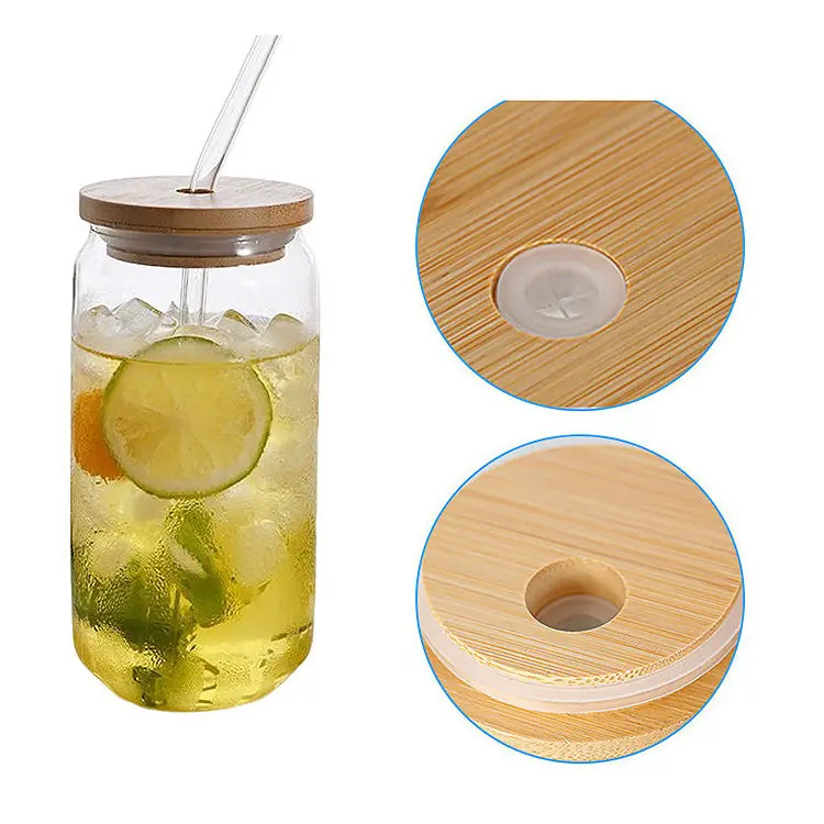 Wholesale Borosilicate Wine Tumbler Drink Beer Glass Can Cup with Lid and Straw