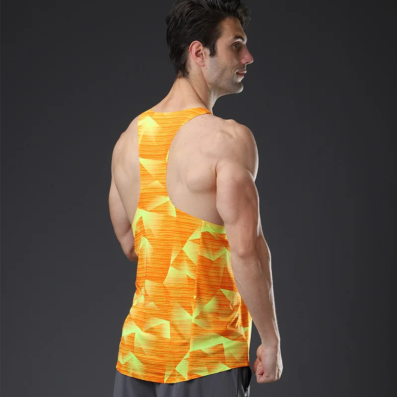 Customized Colorful Sleeveless Print Vest Men Bodybuilding Vest Workout Sports Fitness Training Vest