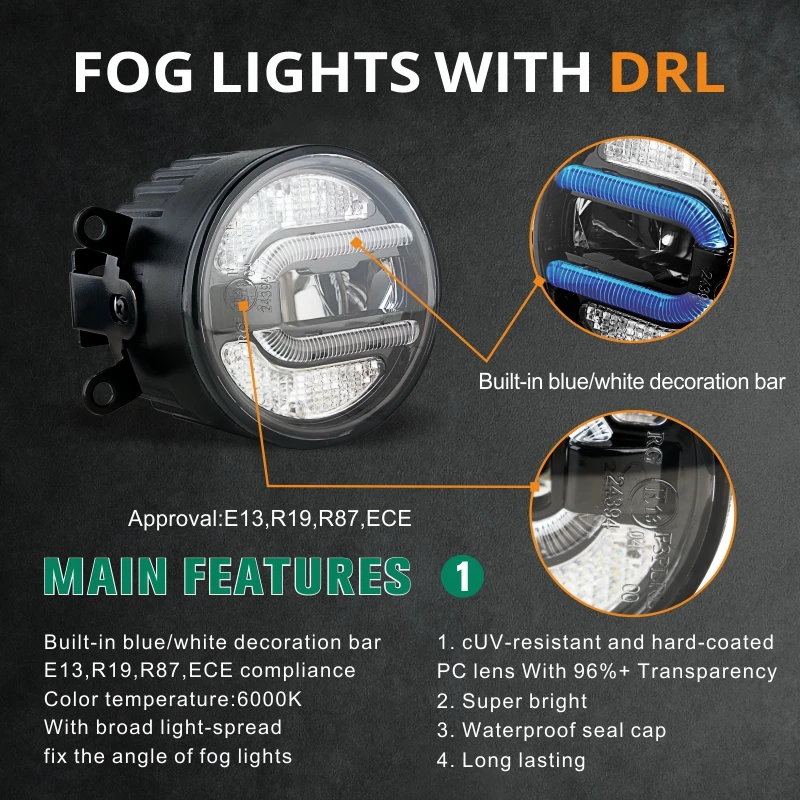 Tuff плюс 4 дюйма Би Круглый drl offroad универсальный мотоцикл Автомобильные светодиодные противотуманные фары