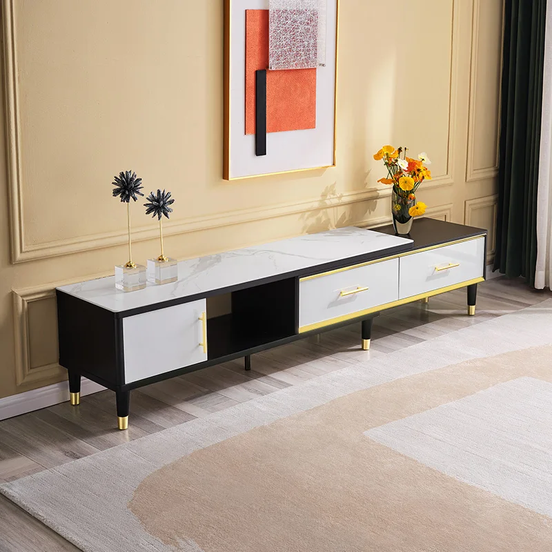 DW1029 quanu modern style mdf tv stand living room black extendable retractable tv stand