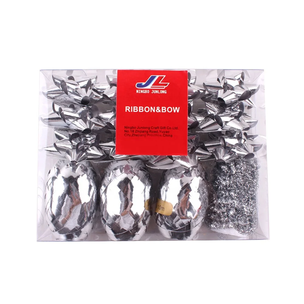 
Professional design christmas gift ribbon bow set with star bow and curling ribbon egg 