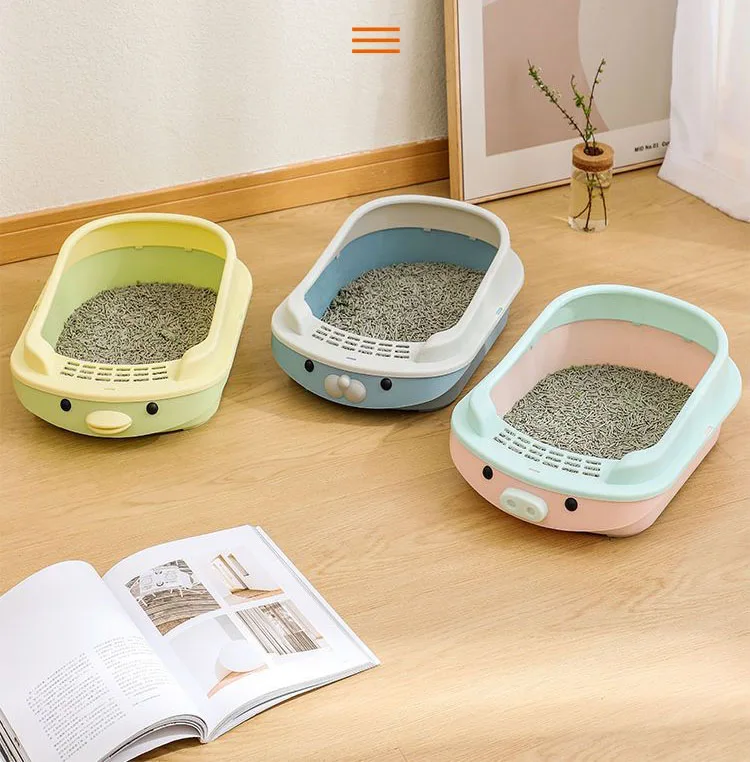 Pet Cleaning Plastic Cat Toilet Box Trays Large Fully Semi-enclosed Cat Toilet Deodorant