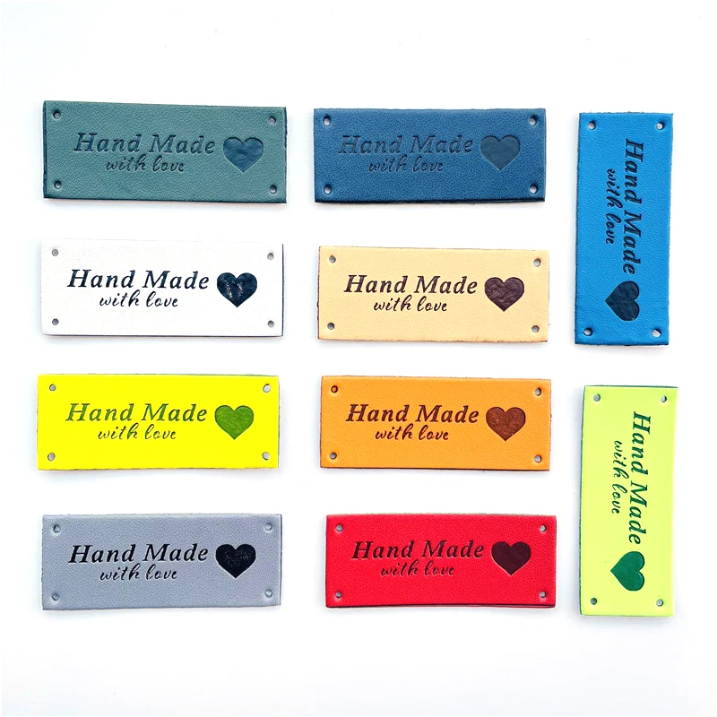 1000PCS/BAG Fashion Custom Brand Name Logo Embossed PU Faux Leather Labels and Patches for Jeans With Embossed Logo For Jackets