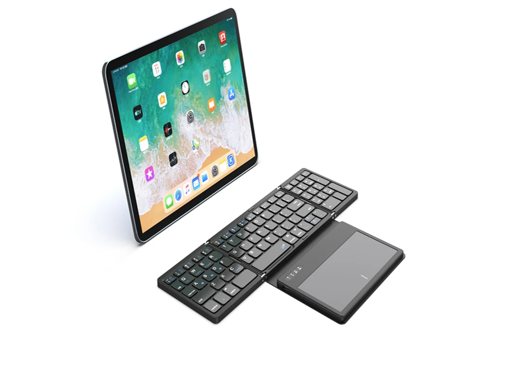 3-fold wireless bluetooth 84-key keyboard mini pocket third fold touchpad foldable 84-key keyboard mini folding bt 3.0 wireless