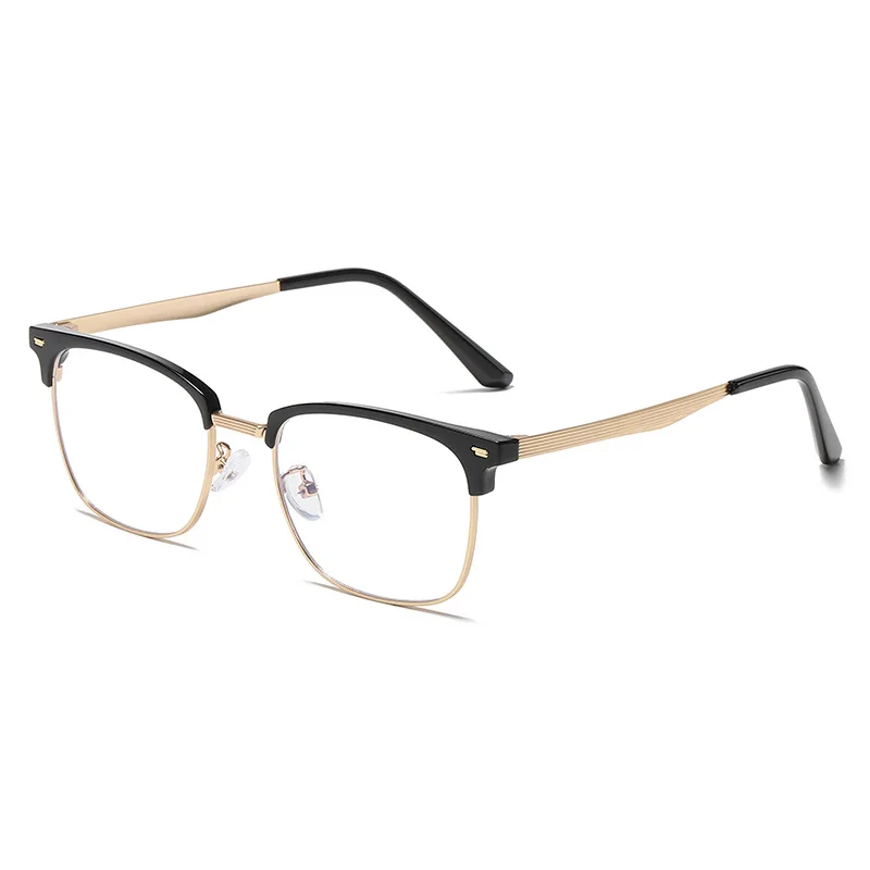 solid blue light blocking optical metal black gold eyebrow square oculos anti luz azul women men`s 2024 fashionable eyeglasses
