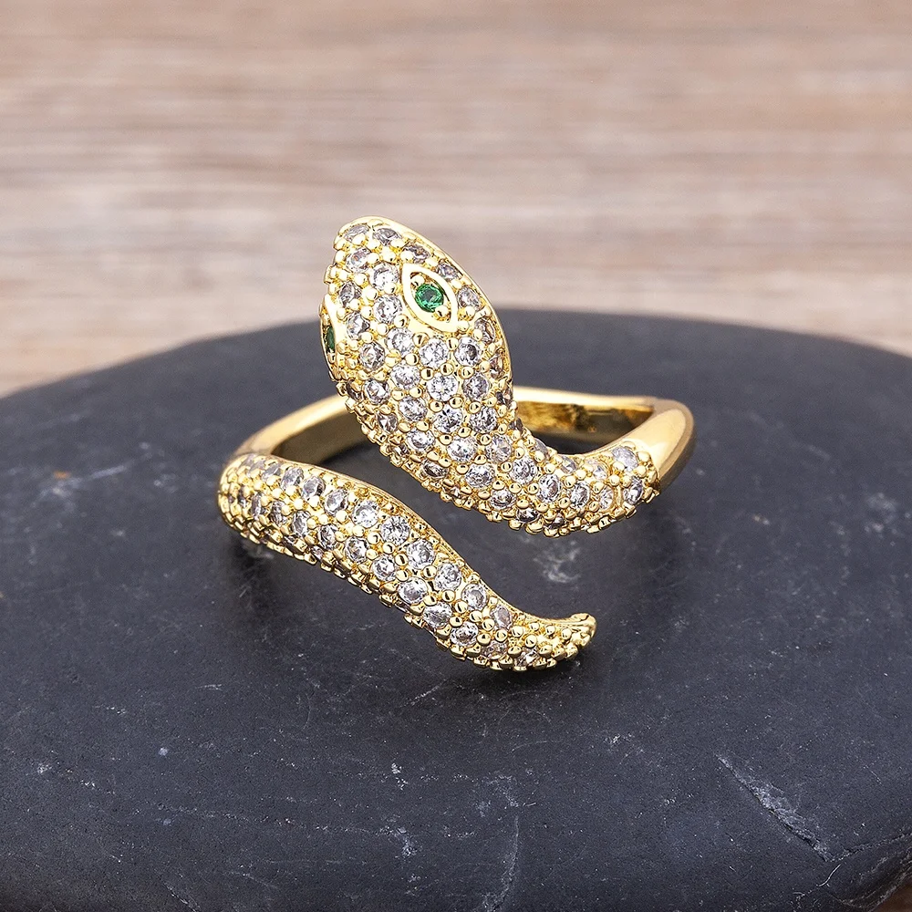 2021 Diamond Fine Jewelry Filled Wedding Band Rings Gemstone Resizeable Ring Engagement Stainless Steel Snake Rings For Girls