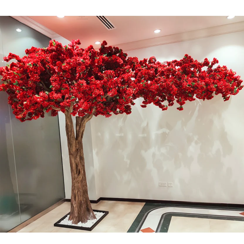 High quality red arch artificial bougainvillea flower trees for luxury indoor decoration arch cherry tree Nordic Style