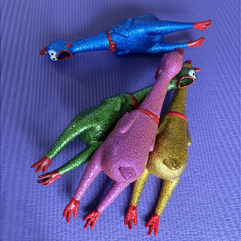 30cm Glitter Squeeze Screaming Chicken Prank Novelty Squeaky Noise Shrilling Shrieking Squawking Chicken Toys For Kids