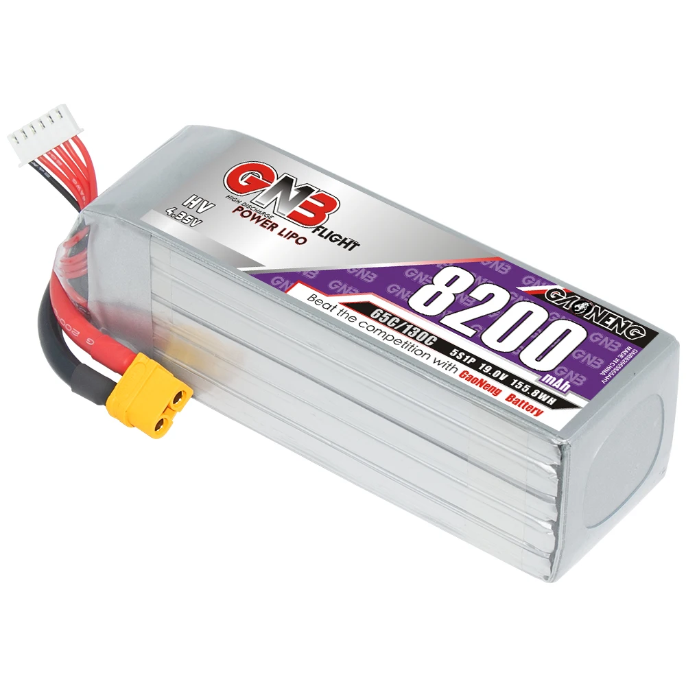 GNB GAONENG LiHV 8200mAh 5S 19V 65C 130C XT90 RC LiPo Battery RC Car Drone Airplane MultiCopter Boat Off Load on Load