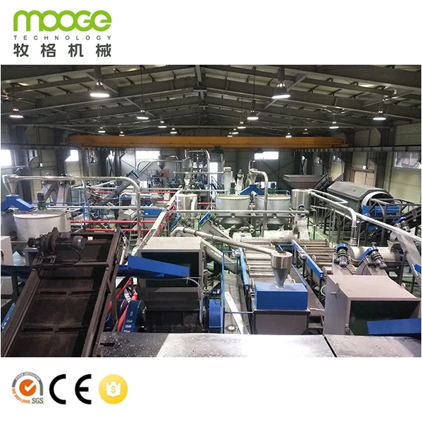 Factory direct Economical 1000 kg/hr Waste PET bottle recycling machines cleaned flakes for making polyester staple fiber