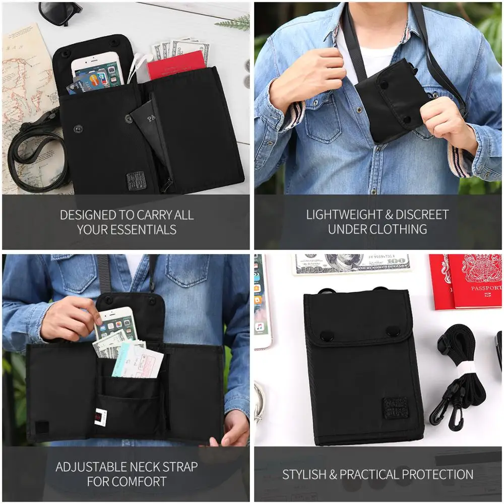 YIPINU Universal Multi-purpose Ticket Passport Credit Card Document Holder Travel Wallet RFID Passport Holder