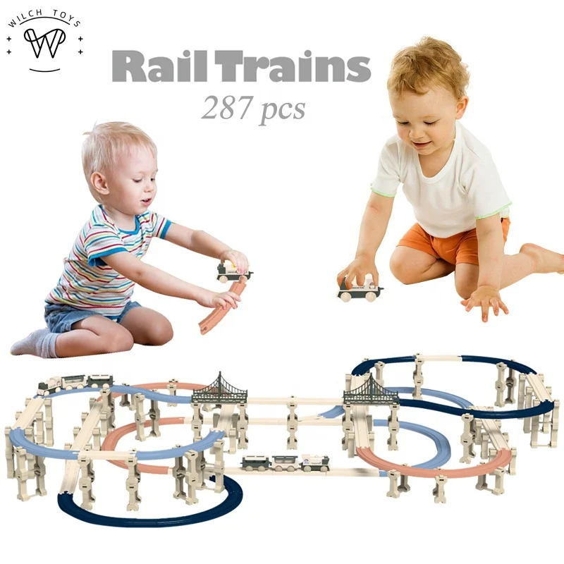 Hot Selling Kids Slot Toy Railway Educational DIY Children 287pcs Train assembled track