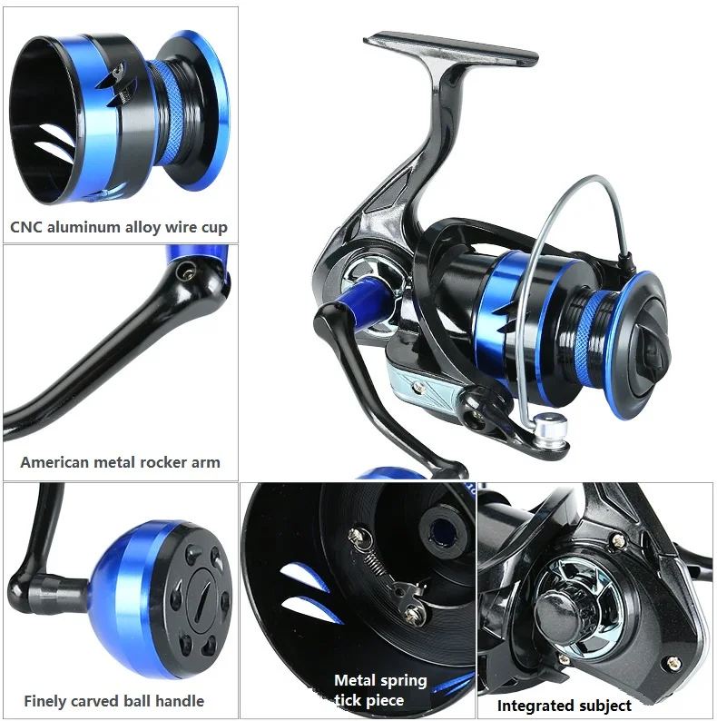 2023 Hot Selling Full Metal LD Spinning Reel Fishing Wheel Metal Rocker Arm Finely Carved Ball Handle