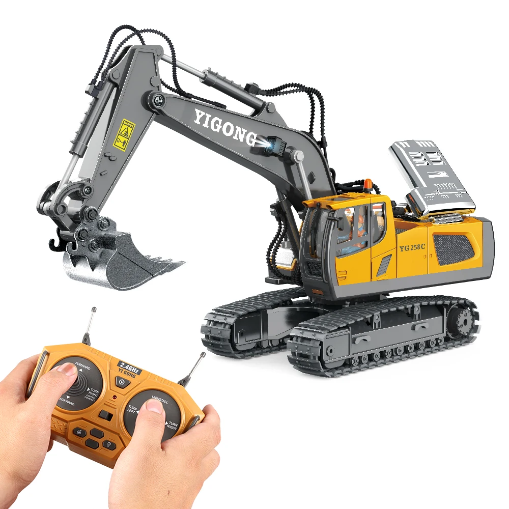 Hot Kid Car Toy 2.4GHz 11CH RC Construction Truck 1/20 RC Excavator/Bulldozer Engineering Vehicles With Light Music RC Excavator