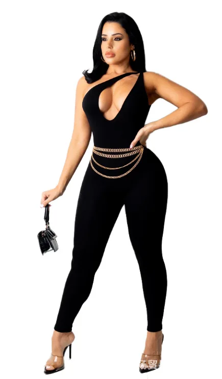 Women clothes 2021 trending sexy backless short sleeve hollow out jumpsuit fall fashion clothing D11214