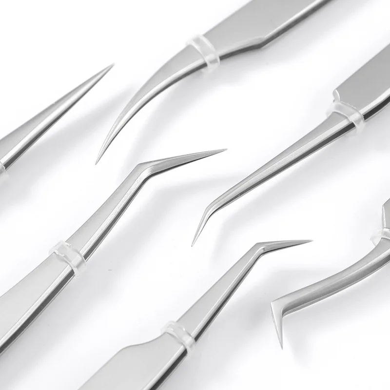 Best selling all degrees eyelash tweezers set Professional Eyelash Extension UkrainianTweezers For Curved Tip Tweezers
