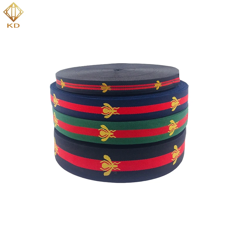 High quality knit woven jacquard ribbon white and black stripe tape webbing for sportswear decoration