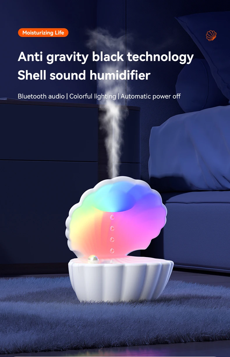 2024 Smart Home Water Droplet Humidifier Cool Mist Ultrasonic Backflow Water Drops Anti Gravity Humidifier For Bedroom Office