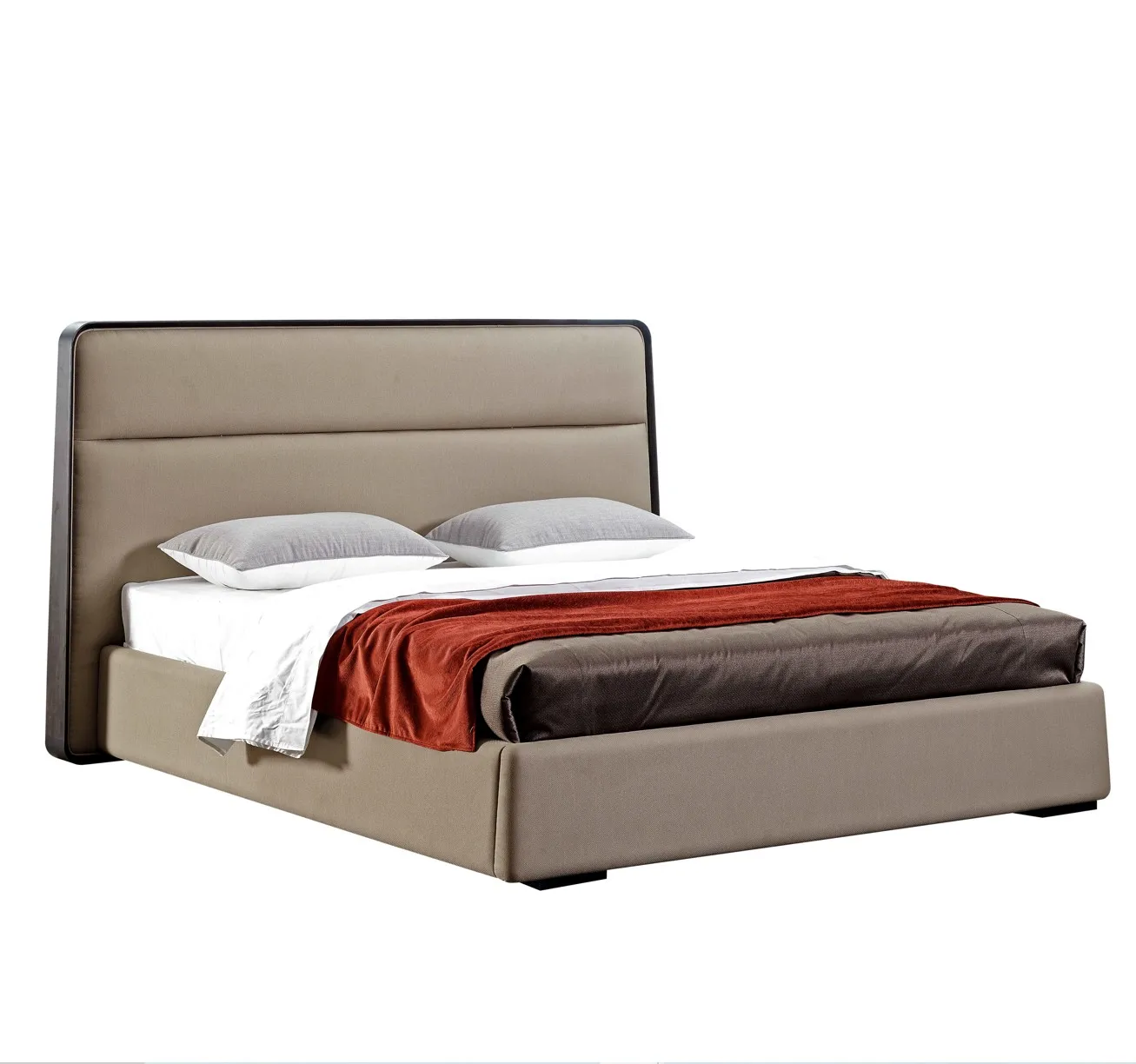 Modern design for bedroom hotel furniture king & queen size with fabric or leather headboard wooden bed