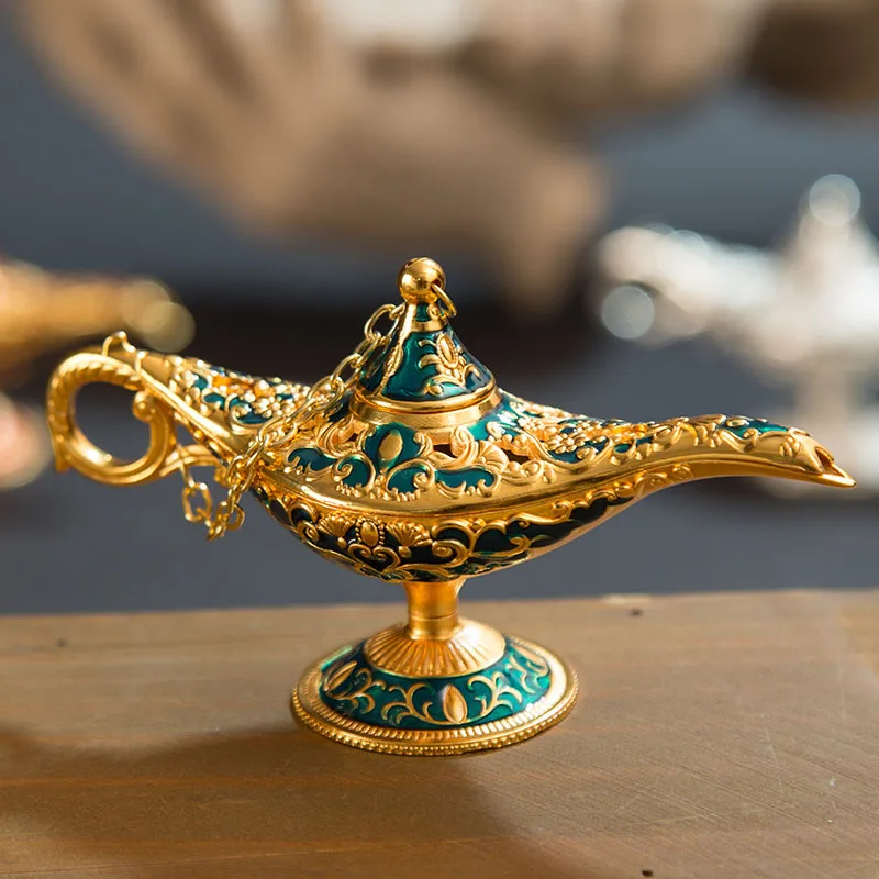 Russian hollow wishing lamp Metal Handicrafts Furniture Decoration Gift Enamel Aladdin lamp Metal Crafts