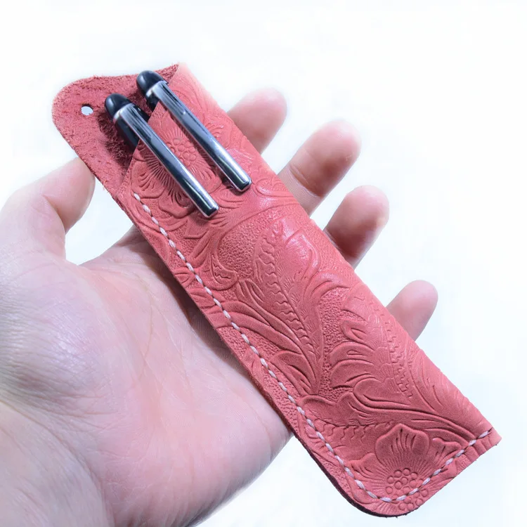 
Genuine Leather Sleeve Roll Up Pen Holder,Pocket and Travel Organizer with Zipper Pen Pouch case 