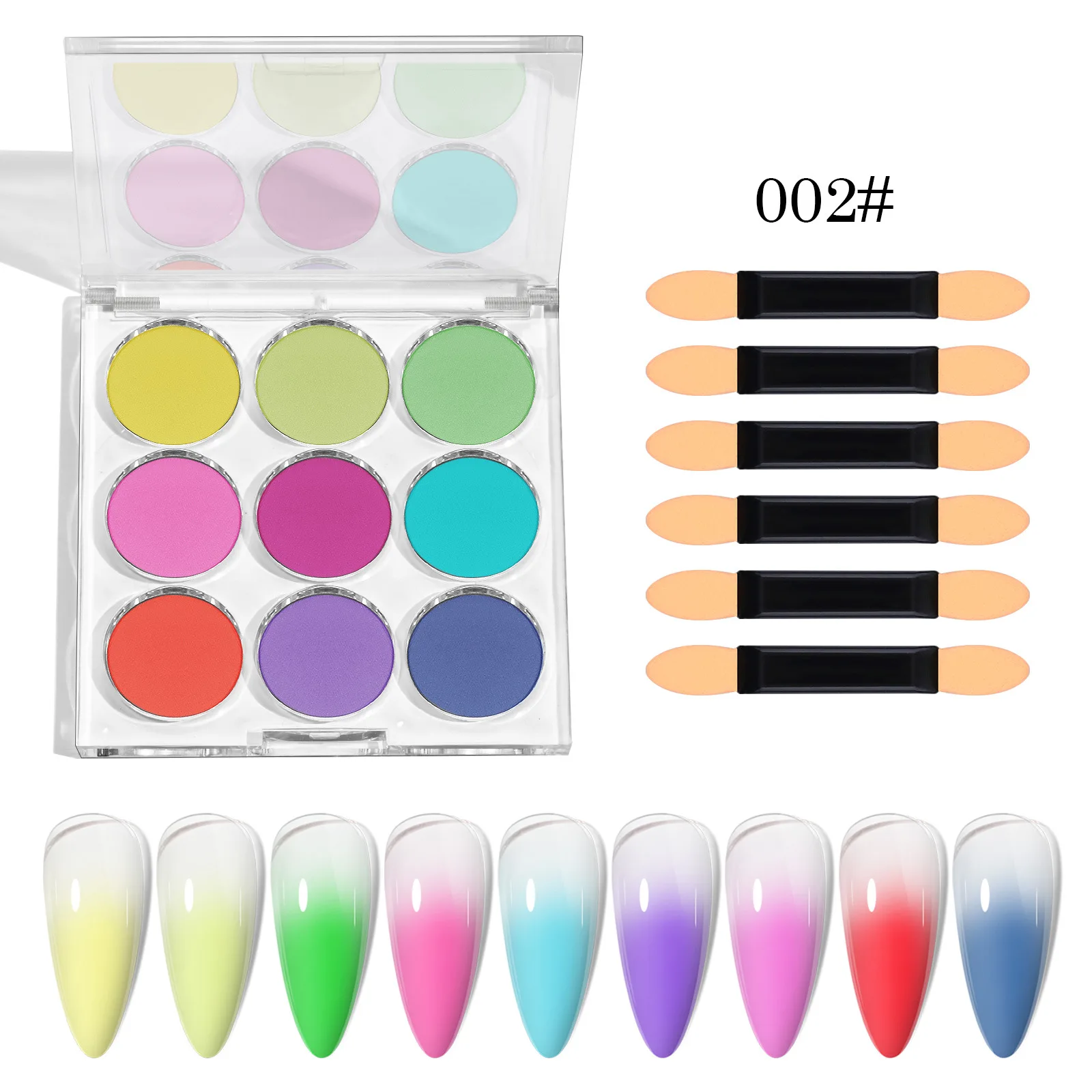 9 Colors Nail Gradient Powder Wholesale High Quality Solid Magic Mirror Powder DIY Combination Colorful Flash Powder Set